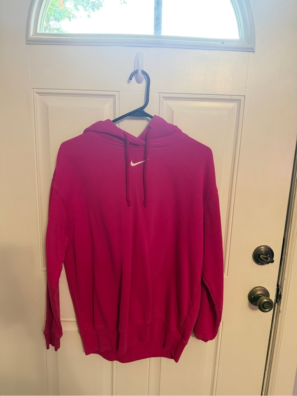Nike Women's Bright Pink Pullover Hoodie with White Swoosh